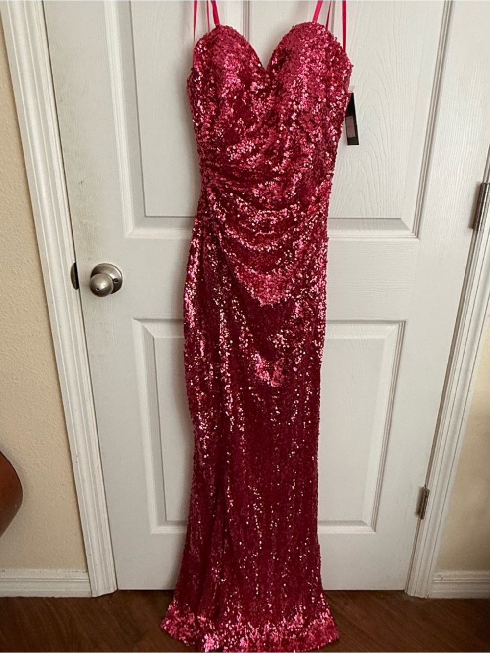 Strapless Sequin Hot Pink Prom Dress / Formal Dress